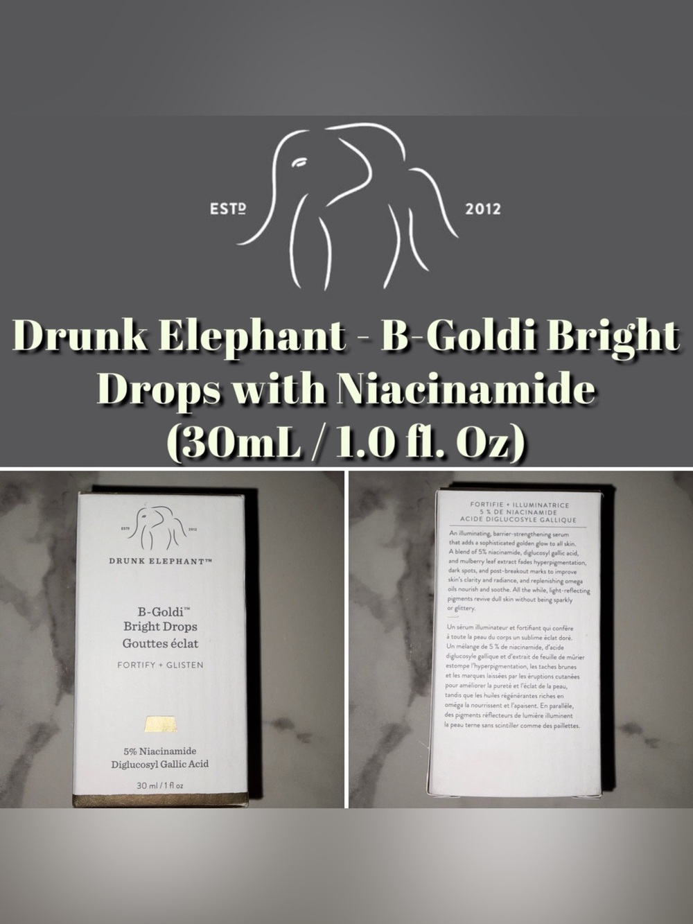 Drunk Elephant - B-Goldi Bright Drops with Niacinamide 30mL - (New in Box)